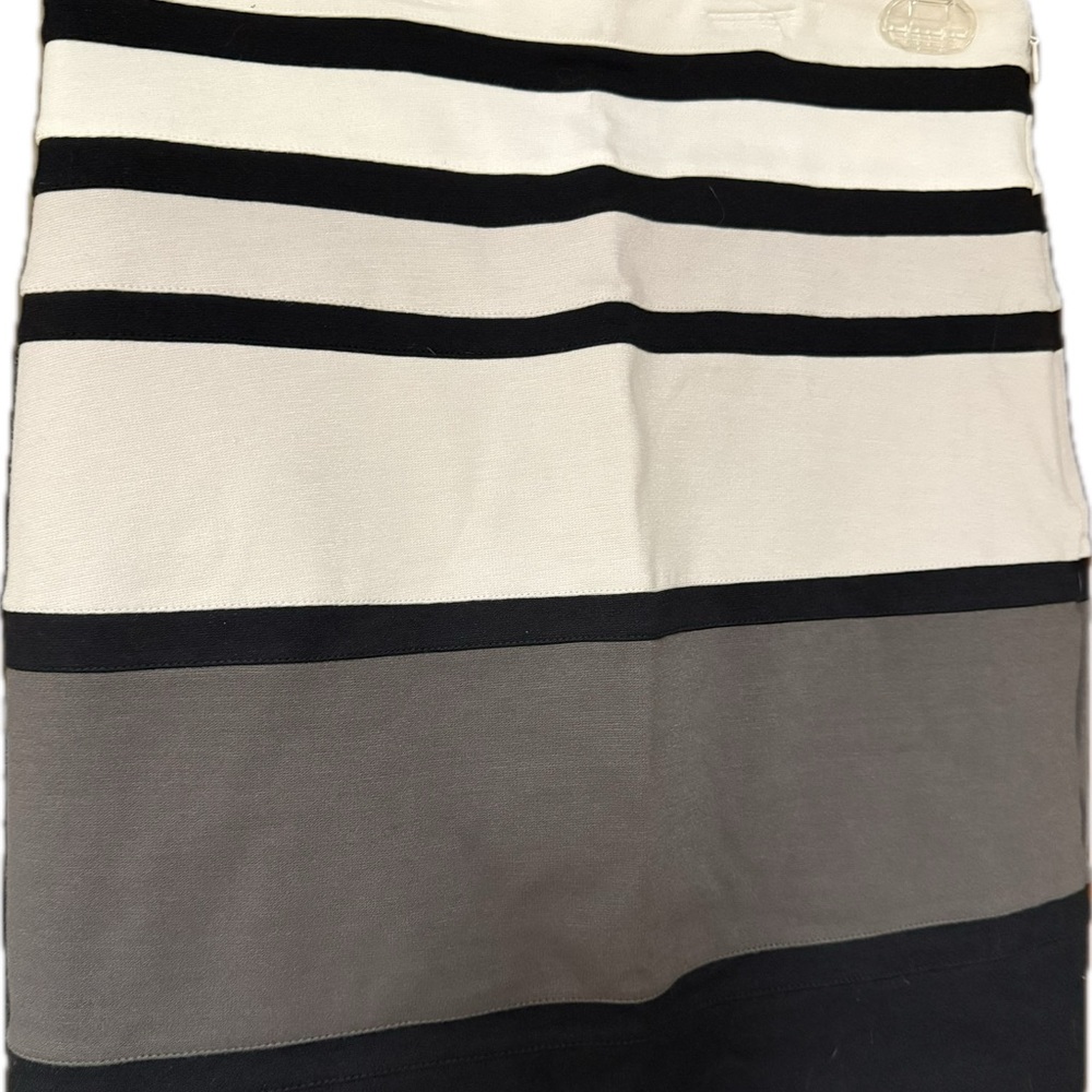 Express Black and Cream Striped Pencil Skirt